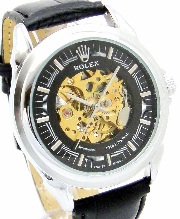 rolex automatic skeleton see through engine black leather rolex automatic skeleton see through engine black leather