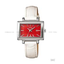 CASIO LTP-1332L-7A STANDARD rectangular date leather strap red white
