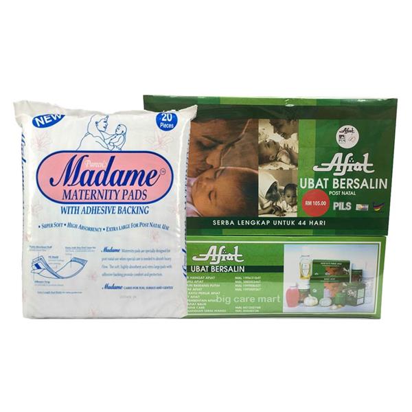 AFIAT UBAT BERSALIN POST NATAL + MADAME MATERNITY PADS 20S