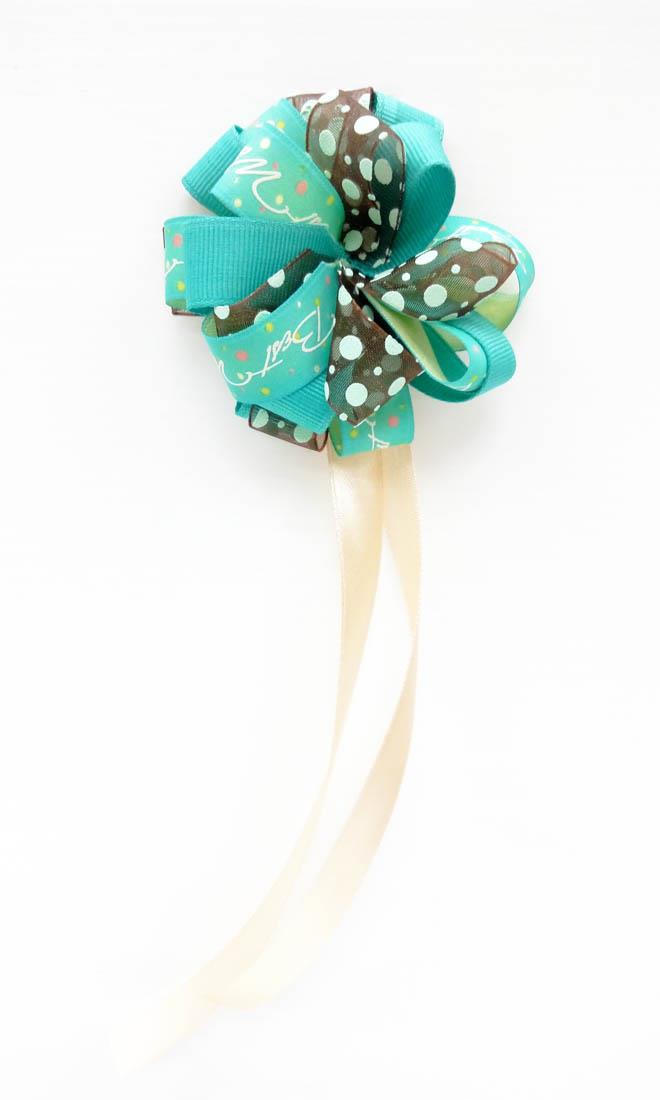 Ball Ribbon Turquoise & Brown Polka-Dot