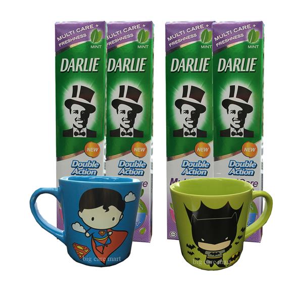 Darlie Double Action Multicare Toothpaste 180g X 4 FREE Superhero Cups