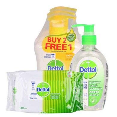 Dettol Anti-Bacteria Pack (Sanitizer+ Wipes+ Wash)