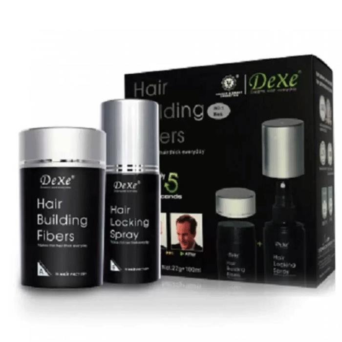 Dexe Hair Building Fibers Fibre With Hair Locking Spray Set Black