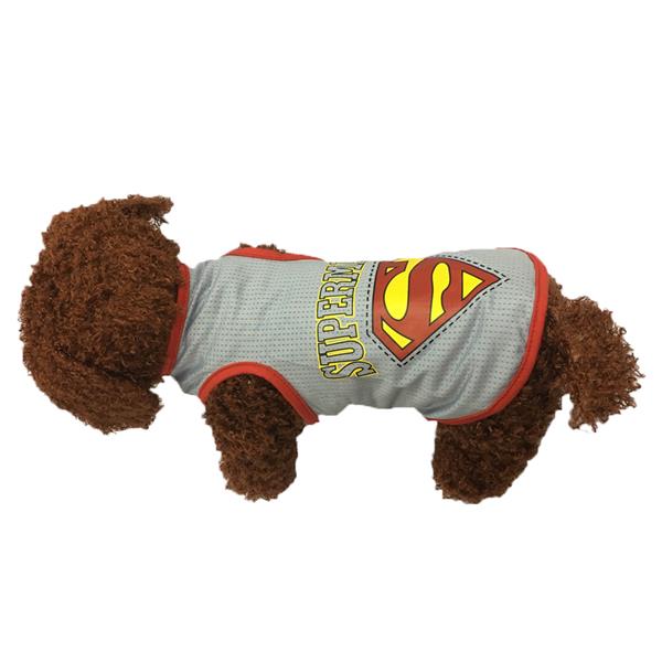 Dog T-Shirt for Small Dogs Super Man Design M Size Grey
