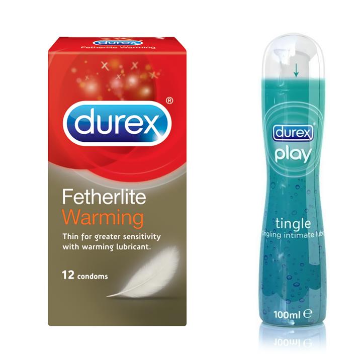 Durex Fetherlite Warming 12s condom + Durex Play Tingle Lube 100ml
