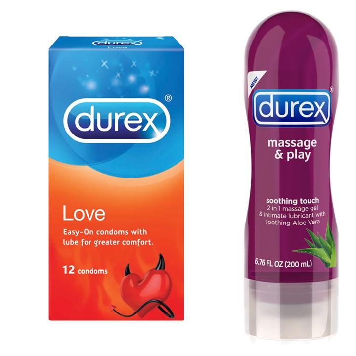 Durex Love Condom 12s + Durex Play Massage Gel Lube 2in1 Aloe Vera