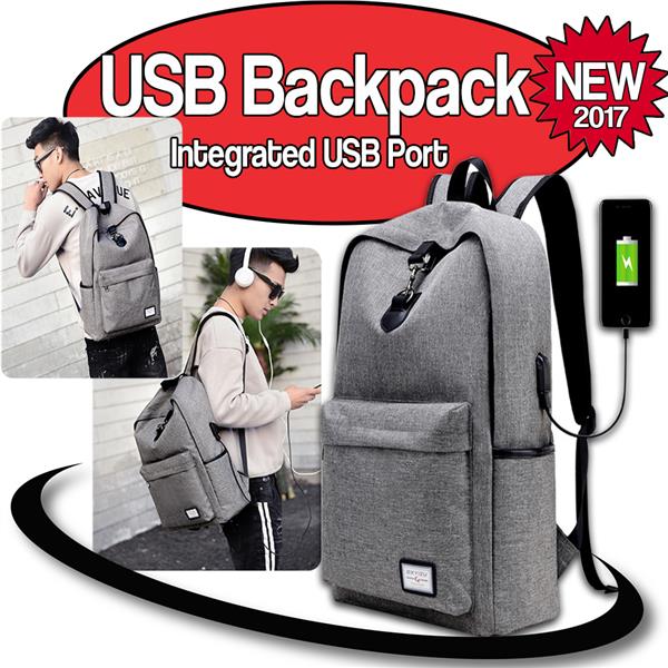 Fashion Backpack Sports Laptop School Travel Bag with USB Charging