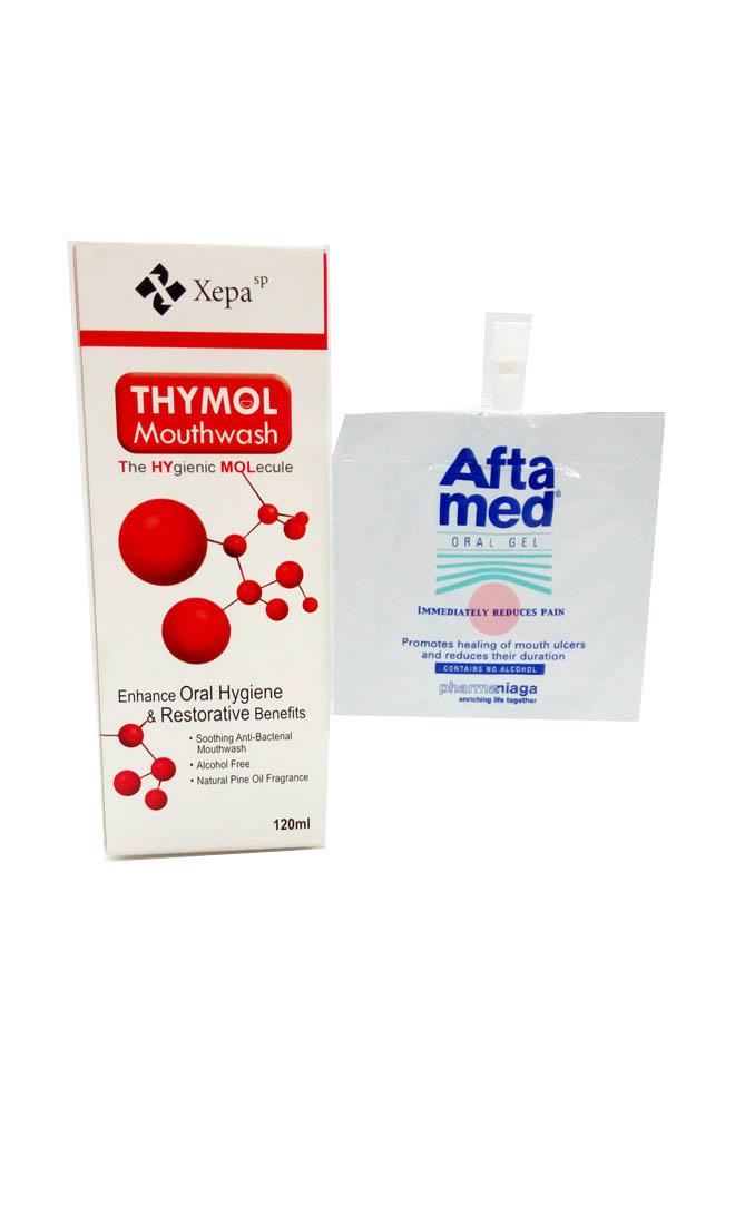 Fast Ulcer Treatment Thymol Mouthwash 120ml + AftaMed Oral Gel