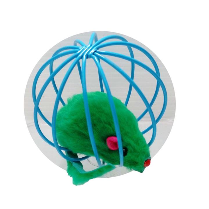 Green Mouse in Wheel Cage Cat Toy SY-33105 Green Mouse in Wheel Cage Cat Toy SY-33105