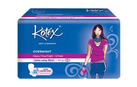 Kotex Pads Soft & Smooth Overnight Extra Long 38cm Wing 6s