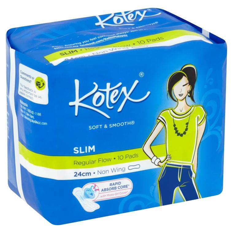 Kotex Pads Soft & Smooth Slim Non Wing 10's x 2