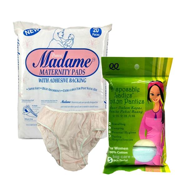 Maternity Pad 20s + QQ Disposable Cotton Panties L Size 5s