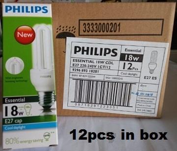 Philips Essential 18W 3U Energy Saving PLCE Bulb x 12pcs