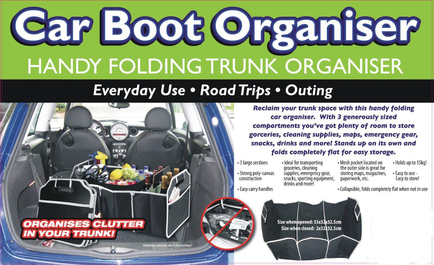 Portable & Foldable Car Trunk Rear Boot Organizer Storage Case Bag