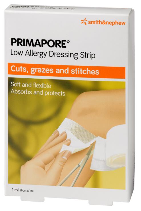 Primapore Low Allergy Dressing Strip 8cm X 1metre Wound Care