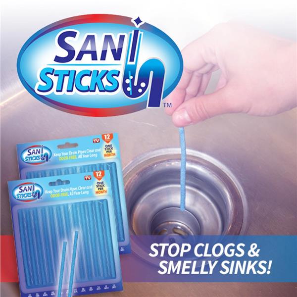 Sani Sticks ASOTV Drain stick Cleaner and Deodorizer Keep Drain Pipes