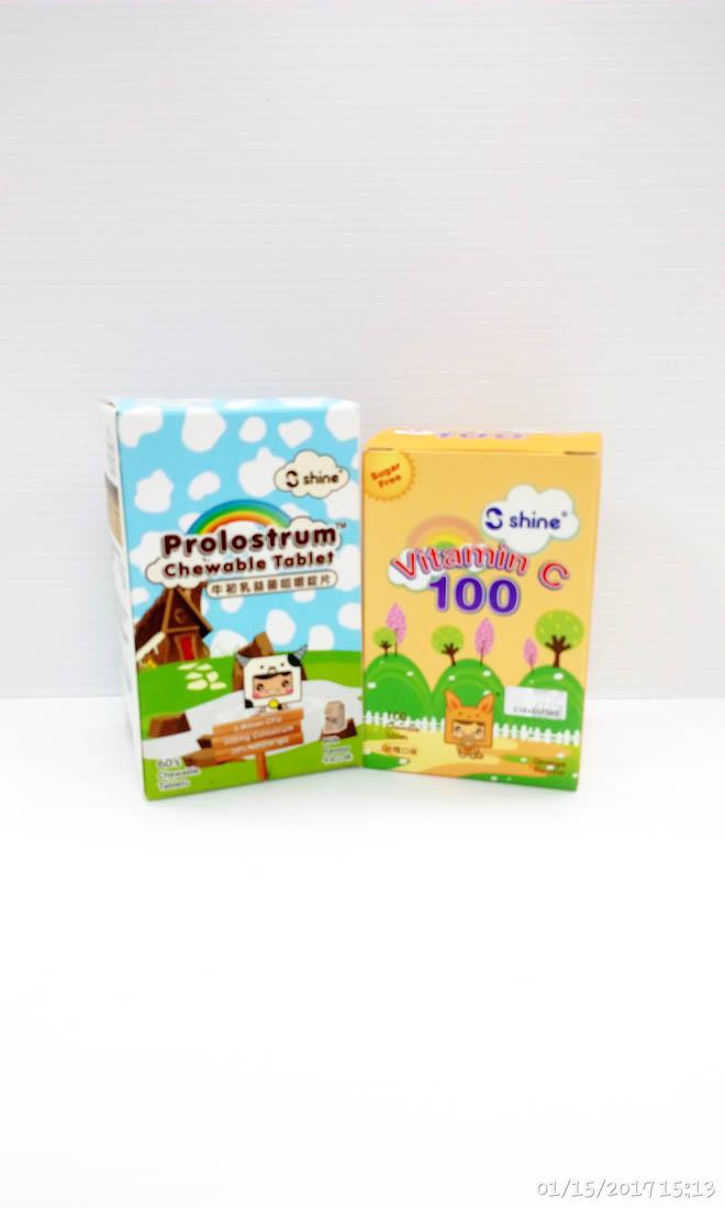 Shine Prolostrum Chewable tab 60s + Shine Vit C 100's Orang Shine Prolostrum Chewable tab 60s + Shine Vit C 100's Orang