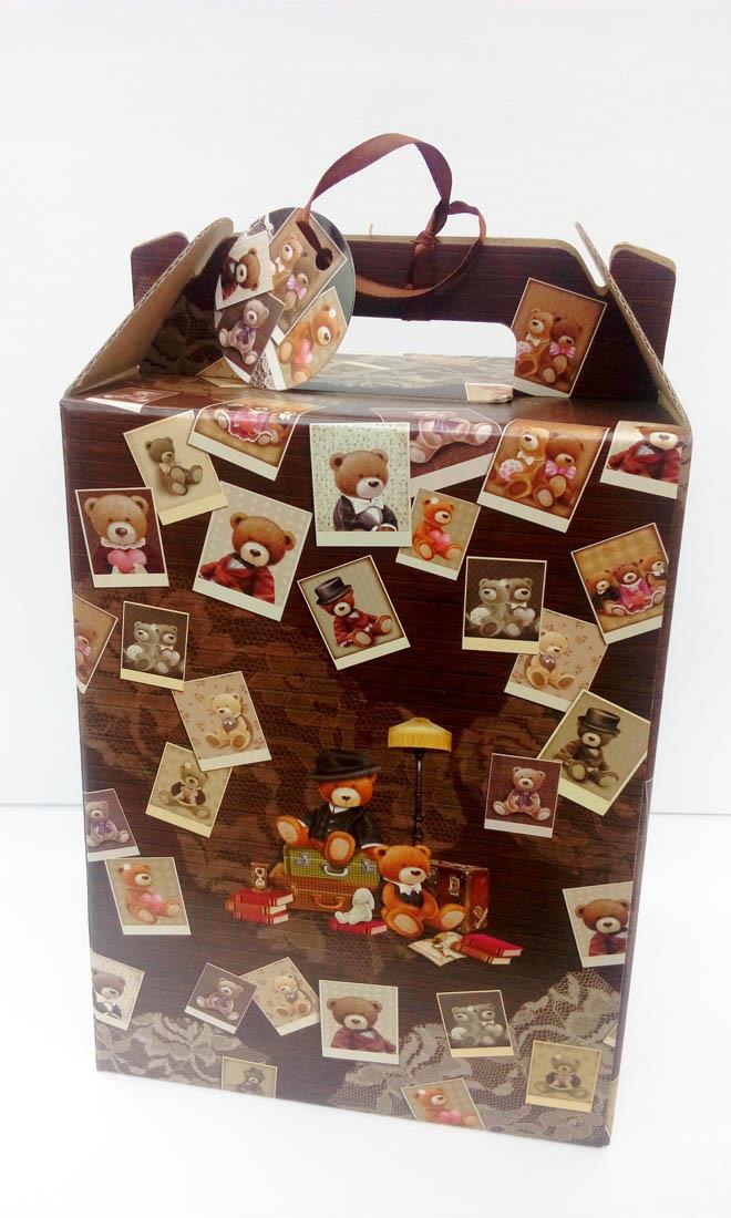 Teddy Bear Photograph Handy Gift Bag Brown (28.5 X 21.0 X 15.5) X 5set