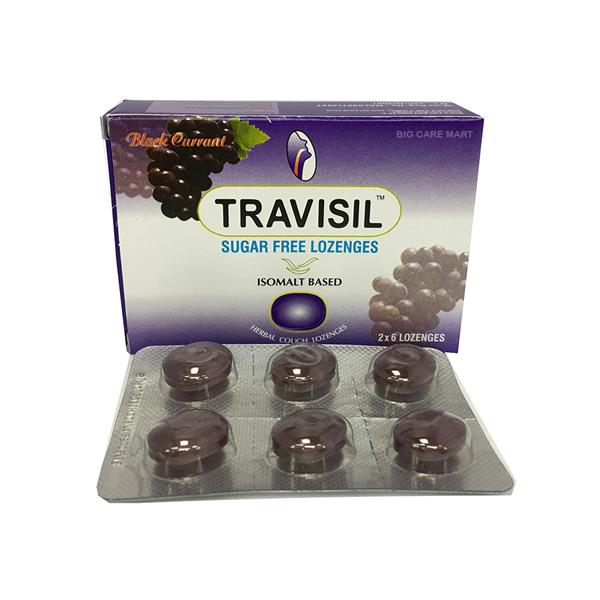 Travisil Herbal Cough & Throat Lozenges Sugar Free Blackcurrant 12sX2