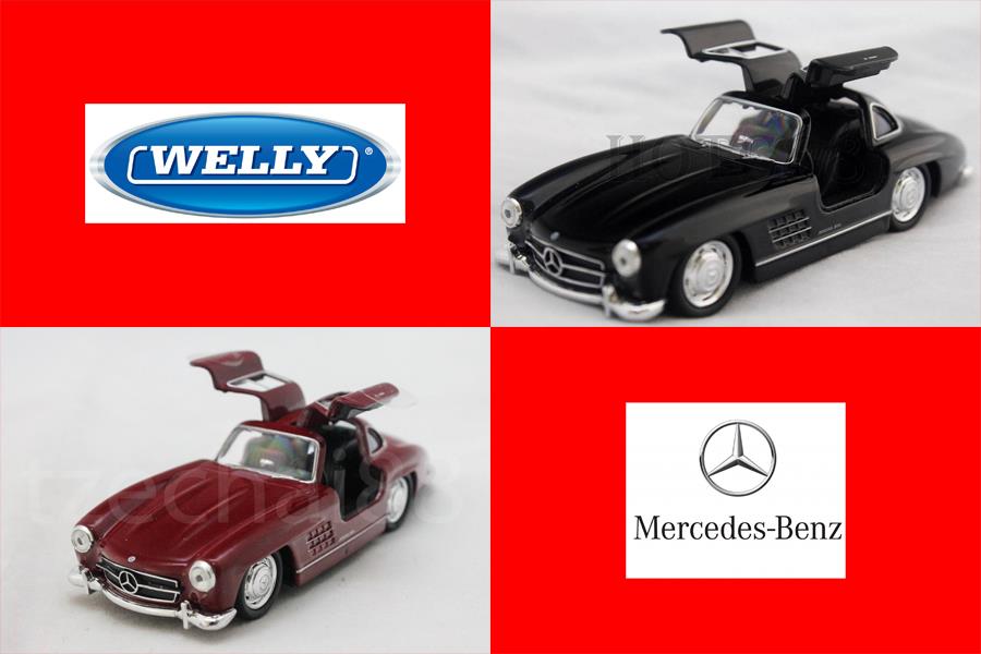 Welly 1:34-1:39 DIECAST Mercedes-Benz 300SL Car Red / Black Model New
