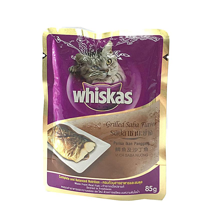 Whiskas Grilled Saba Fish Pouch Cat Food 85g X 24