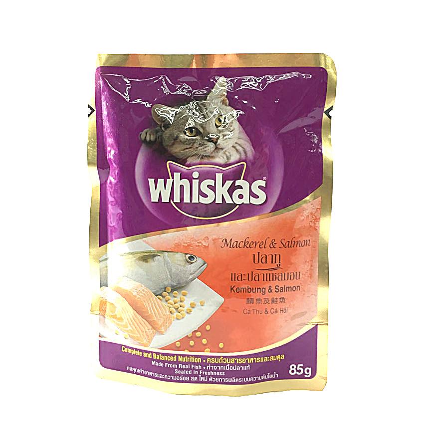 Whiskas Mackerel & Salmon Fish Cat Food 85g Pouch X 6