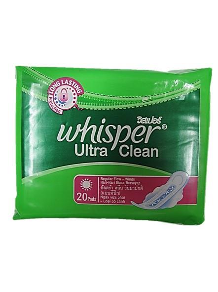Whisper Ultra Clean Regular Flow Wings 20 pads